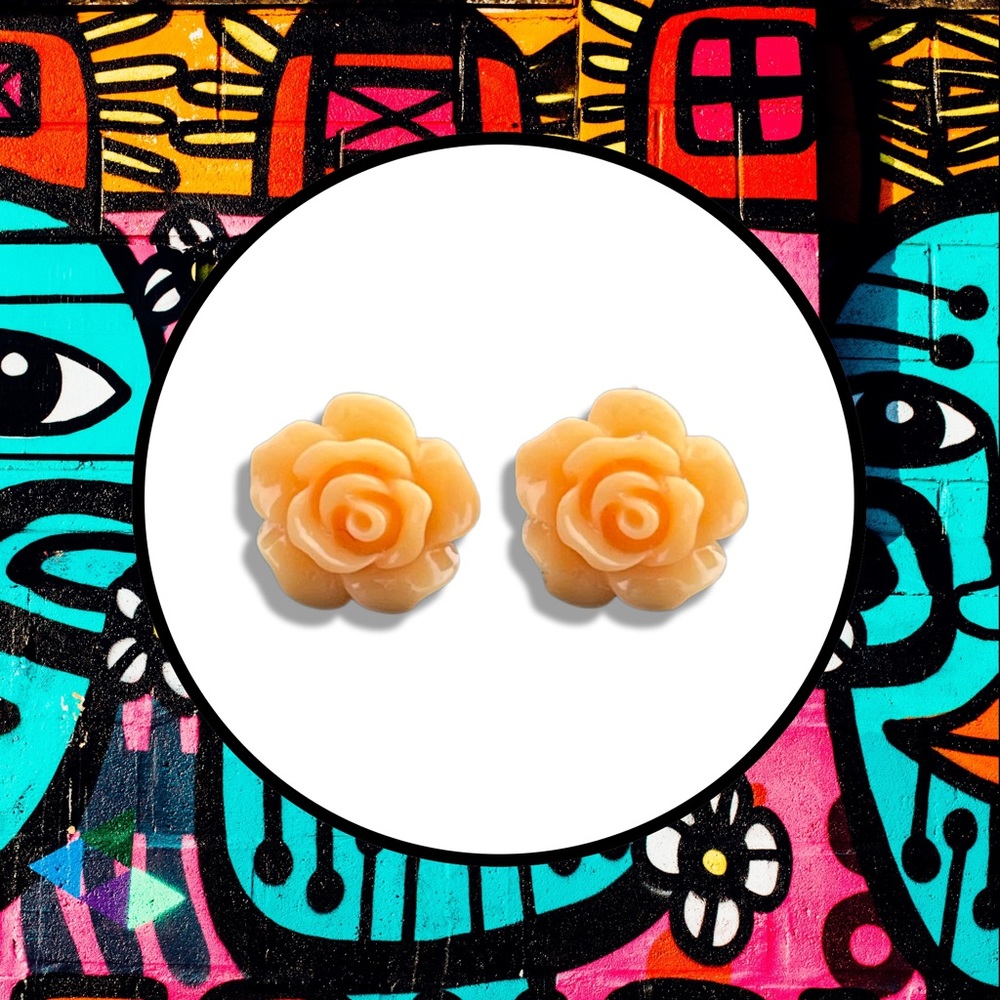 Peach Flower Stud Earrings